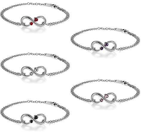 JewelryWe Schmuck Damen Armband Fußkettchen, Infinity Unendlichkeit Herz Lieben Zeichen Charm Fußkette Armkette Armreif, Zirkonia Diamant Edelstahl, Geschenke für Frauen Mädchen