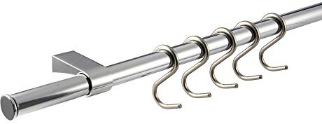 Gedotec Küchenreling-Set Hakenleiste Ordnung Hänge-Leiste Küche & Bad | Relingleiste mit S-Haken | Edelstahl-Optik | System-Organizer Länge 1200 mm | 1 Set - Design Küchenleiste für die Wand-Montage