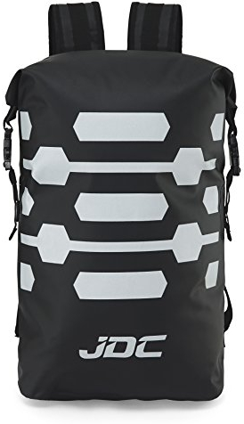 JDC Motorrad Rucksack 100% wasserdichte Reflektierend Tasche 25 L - Reflector - Schwarz