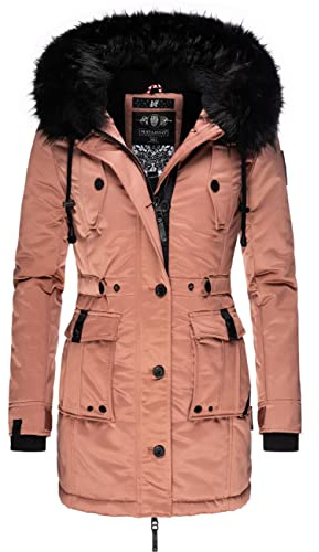 Navahoo, Luluna - Cappotto invernale da donna con pelliccia sintetica rimovibile, Prc, XS – XXL, terracotta, XS
