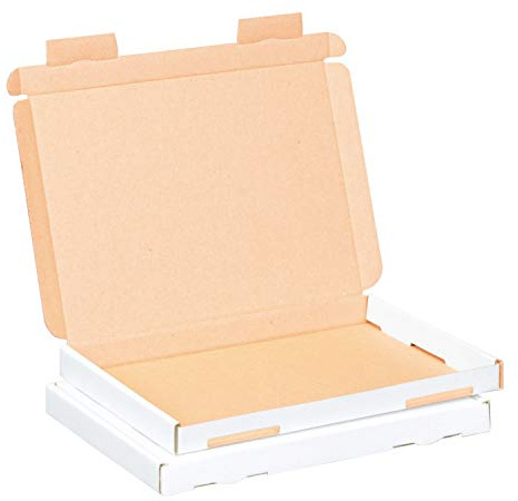 smiley pack 200x Großbriefkartons 230 x 160 x 20 mm weiß DIN A5 B5 | Stabiler Versandkarton, Postkarton & Faltschachtel für Warensendung, Büchersendung und Großbrief mit Steckverschluss