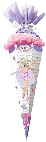 Ursus 9870015 - Bastelset Easy Line Fantasy Ballerina, 6-eckig, aus vorgestanzter 3D-Colorwellpappe 260 g/qm, 68 cm, Durchmesser ca. 20 cm, zum Basteln Einer individuellen Schultüte, bunt