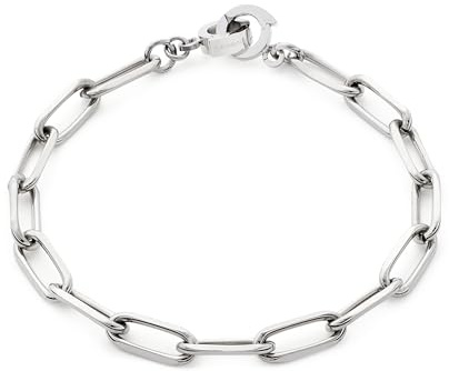 JEWELS BY LEONARDO Armband Clip & Mix Estrella • Arm-Kette aus silberbenem Edelstahl • aus ovalen Ketten-Gliedern im Chunky-Look • 19 cm Länge • Geschenk Damen Schmuck • 019747