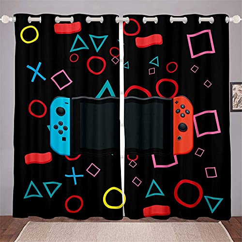 Fgolphd Gamepad Verdunkelungsvorhang Games Wasserdichter Stoff Gardinen Für Kinderzimmer,Ösen Oben Für Gardinen?100% Polyester (100×140(BxH),12)