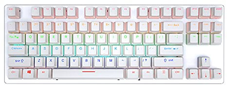 LJFLI Clavier Gaming Mecanique Filaire Clavier de Bureau Green Axis Jeux informatiques d'e-Sport,White