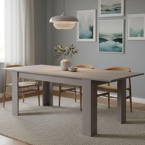 Dmora Tavolo per sala da pranzo estensibile, Consolle allungabile, Tavolo moderno con allunghe, cm 160/220x88h80, colore Cemento