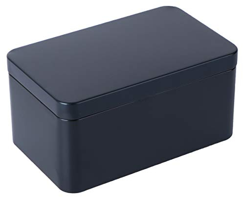 Zerodeko Rectangular tinplate box, mini portable tea storage container, metal storage box organizer for bead candy storage, black