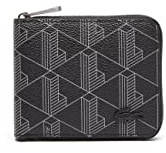 Lacoste Herren Portemonnaie COMPACT Zip Wallet,Lederimitat (100% PVC),11x9.5x2cm, Geldbörse Wallet,SCHWARZ/GRAU (H45),Einheitsgröße (One Size)