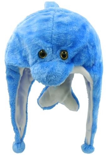 Glamexx24 Plüsch Hut Tiermütze Mütze mit Ohren Hell Blau Delfi Kostüm Karneval Cap Cosplay Urlaub Weihnachten Halloween Party Wintermütze für Kinder Erwachsene