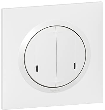 Interruptor doble conectado 2 x 250 W con neutro de 5 W a 125 W LED compatible con cualquier carga – Dooxie with Netatmo complet (fijaciones, soporte, tapacubos y placa) – Blanco – 199238 – Legrand