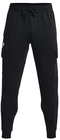 Under Armour UA Rival Fleece Cargo Jogger, Nero/Bianco, S