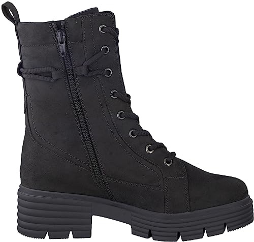 Jana Damen Stiefeletten mit Absatz mit Schnürsenkeln und Reißverschluss Blockabsatz Weite H Mehrweite, Grau (Asphalt), 38 EU