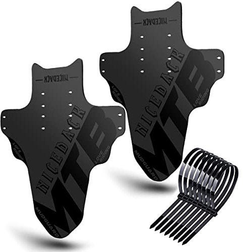 NICEDACK Parafanghi per Mountain Bike, 2 Pezzi, Mudguard Fit 20 - 29 Pollici MTB parafango Anteriore e Posteriore Compatibile con parafanghi per Bicicletta, Nero