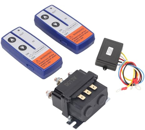 Relé de Cabrestante Industrial de 12V y 250A, Interruptor de Contactor de relé de Control Remoto para Cabrestante de ATV UTV de 2000 a 5000lbs con 6 Tapas Protectoras Ovsor