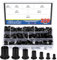 Glarks 320 piezas de kit de tuerca de remachado M3 M4 M5 M6 M8 M10 M12 tuerca de remachado de cabeza plana de acero inoxidable galvanizado negro roscado en tuerca de remachado