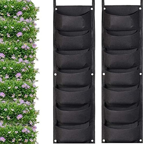 MASINIES 2 Stück Wandpflanzbeutel Vertikale Wand Pflanzgefäß Pflanzbeutel Hängende Garten Pflanztaschen für Hof Home Dekoration (7 Taschen)