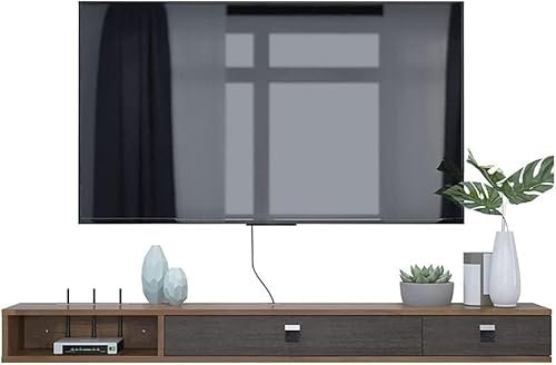 Meuble de télévision Suspendu au Mur, étagère Flottante, Meuble de télévision Mural, décodeur TV par Satellite Boîte de câble Support de Stockage pour Composants pour Salon/B / 140Cm / 140