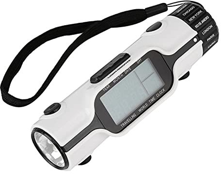 SEAFRONT Weltzeit Reiseuhr, Outdoor Weltzeituhr, Thermometer Uhr mit Taschenlampe mit Wecker, LED Digital Reisewecker Im Taschenformat, Unterstützt 18 Zeitzonen, Intelligenter Wecker für Reisen
