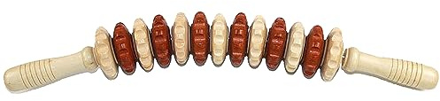 Massageroller Holz,Massageroller Holz RüCken MassagegeräT mit Griff,Massage Roller, 2 Farben 13 Runden Roller MassagegeräT Massagerolle Körper Roller für Nacken,Beine,RüCken,KöRper
