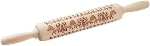 Weihnachten geprägtes Nudelholz, gravierte Präge-Nudelholz, Nudelholz geprägte Nudelhölzer zum Backen von Weihnachtsthema Gebäck & Keksen