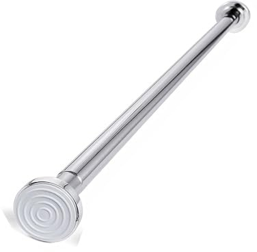 ARA CHOICE Shower Curtain Rail Extendable Pole Tension Rod Chrome Bath 125-220cm Rail Clothes Pole Curtain Rods Spring Tension Rod Adjustable Hang Clothes Stainless Steel Silicone Base