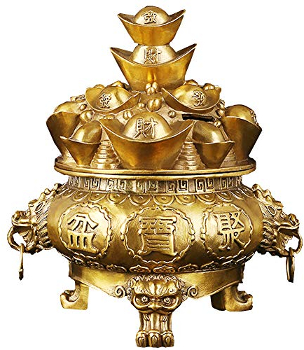 Feng Shui-Ornamente, Messing-Ornament, Barren/Yuan-Bao-Schatzbecken-Statue, Reichtum, Wohlstand, Figur, zieht Reichtum und Glück an (groß)