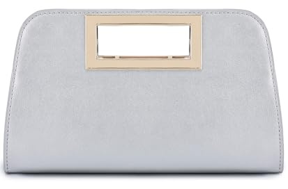 VASCHY Clutch damer, mode axelväska Elegant handväska axelväska veganskt läder handledsrem clutch crossbody för bröllop fritid fest, silver
