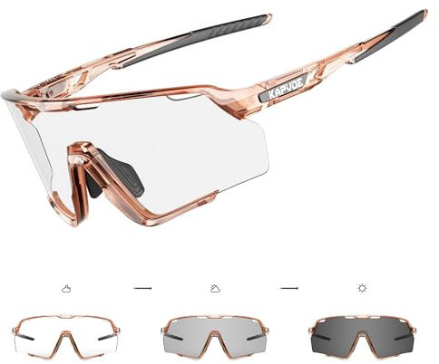 KAPVOE Selbsttönend Fahrradbrille Photochromatische Radbrille MTB Brille Herren Damen Klar Sportbrille Rennrad Sonnenbrille Radsport Laufen Golf Baseball Wandern Volleyball Tennis Angeln Softball 10