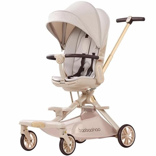 Lightweight Folding Stroller Wagon for Baby & Toddler Travel, 360° Reversible Seat, Adjustable Canopy with Storage Basket, Airplane-Friendly Compact Umbrella Stroller