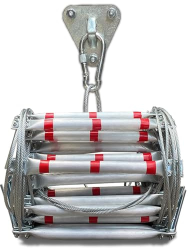 MIEOAEI Multifunctional Aluminum Alloy Emergency Rope Ladder, Reusable Outdoor Portable Fire Ladder, Flame Resistant Wire Rope Ladder For Escape Rescue And Work At Height(Size:25m/82ft)