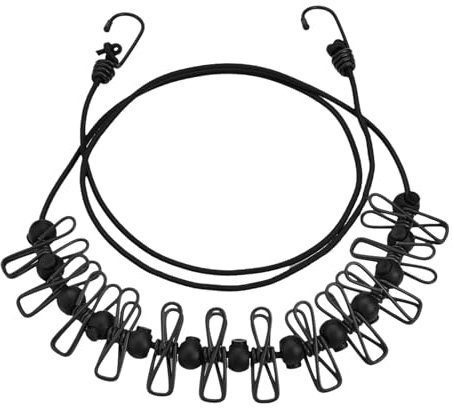 Verstellbarer, einziehbarer Wäscheständer, winddichtes Seil mit 12 Clips, elastische Wäscheleine, Reise, Wäscheleine