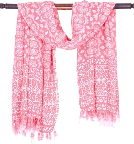 GURU SHOP Bali batik sarongklänning, omlottkjol, sarong, strandduk, män/kvinnor, svart, syntetisk, storlek: en storlek, Lotus/korall, One size