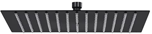 Hommdiy Regenbrause Anti-Kalk-Düsen Brausekopf Duschkopf Kopfbrause Regendusche Duschbrause Wand Decke Edelstahl,Schwarz,40 x 40 cm