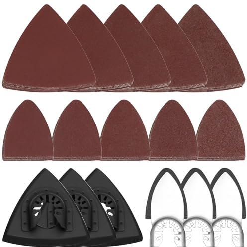 QWORK® 156 Stück Schleifpapier für Oszillierende Werkzeuge, Dreieck Schleifpads, Finger Schleifpads, für Holz, Gips