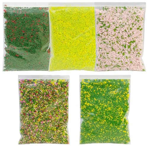 Cayway 5 Colores Árboles en Miniatura, Polvo de Árbol de Simulación, Kit de Material de Base de Paisaje, Simulación de Arbusto de Flores en Polvo para DIY Paisaje Ferrocarril Arquitectura