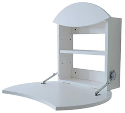 Klapptisch Wandmontage Holz Runder Unsichtbarer Laptop Schreibtisch Multifunktionale Ablage Esstisch Höhenverstellbar Gebogener Schreibtisch(White)