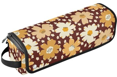 Hair Tool Travel Bag for Women with Heat Resistant Mat Waterproof Curling Iron Travel Case for Straigheners, Curling Iron, Hair Dryer, Rustic Flowers Gold Fall Travel Bag for Women