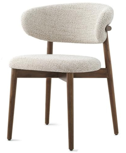 WEIDPHL Lounge-Esszimmerstühle Aus Holz Mit Gepolstertem Sitz Und Gebogener Rückenlehne, Küchenseitenstühle Mit Gebogener Rückenlehne Für Küche, Restaurant, Make-Up,Linen