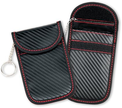 wilcractk Funda para Llaves de Coche - Juego de 2 Fundas Estilo Fibra de Carbono Negra - Diseño Elegante y Compacto