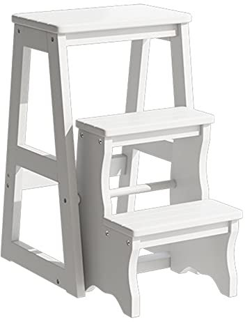 GAOXIONG Escabeau Pliant en Bois, Tabouret à 3 marches pour Adultes, échelles de Cuisine en Bois, Petits tabourets, Banc à Chaussures/étagère à Fleurs Portable d'intérieur