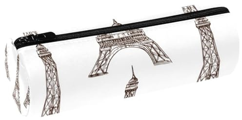 VAPOKF Trousse à crayons en cuir avec motif Tour de Paris - Pour ranger des stylos, des pièces de monnaie, des cosmétiques, des cosmétiques, des fournitures de bureau ou des étudiants