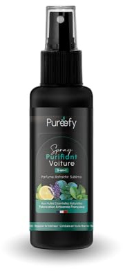 Spray purifiant parfum voiture aux huiles essentielles naturelles – Désodorisant intérieur longue durée, non entêtant et assainissant – Format poche concentré – Fabrication artisanale française