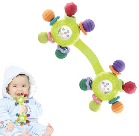 JOYVOVO Baby Toys 0-6 Months, Food Quality Baby Rattle, Silicone Sensory Teething Teether Toys, Sensory Montessori Rattle Early Educational Teething Toys for Babies, Gifts for Boys Girls 3 4 5 6 Month