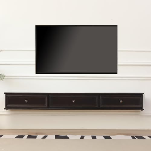 XDCXYD Mueble De TV Estilo Americano De Pared Color Nogal Flotante con Parte Trasera Hueca Y Orificios para Cables Armarios(140 * 20 * 24CM)