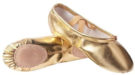 DASJKDI Zapatos De Ballet For Niñas, Suela Blanda Dorada Y Plateada, Zapatillas Baile For Niños(Gold 1,38)