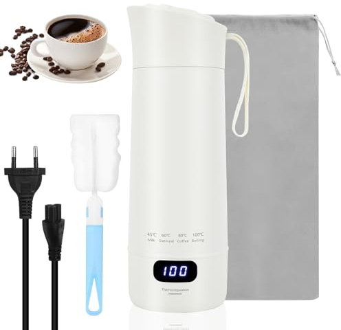 RDTOK Elektrischer Reisewasserkocher Klein aus 304 Edelstahl, Tragbarer Wasserkocher für unterwegs mit Temperaturanzeige & Schnellkochfunktion, Für Tee, Kaffee, Büro, Hotel