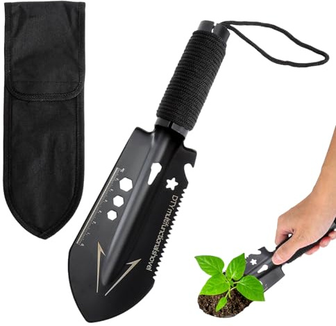 Mini Campingschaufel 7-in-1 für Outdoor Einsatz – Multifunktionale Schaufel mit Paracord Griff, Klappspaten Design, Flaschenöffner, Sechskantschlüssel Säge für Auto, Wandern, Survival & Camping