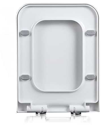 Square Toilet Seat Soft Close, White Toilet Seats Quick Release Top Fix Adjustable Hinges, Easy Installation, Slow Close Toilet Seats Rectangle,04f