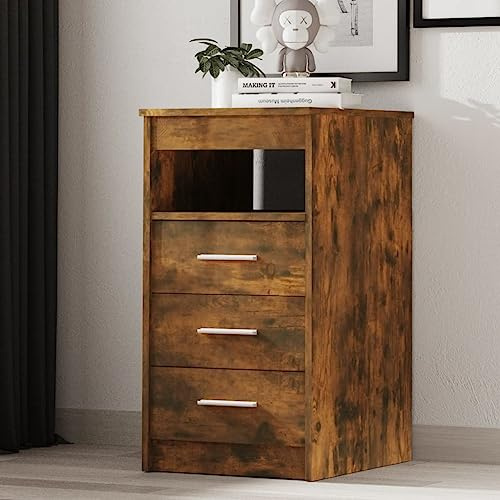 Nqyjm Plywood Chest of Drawers, Smoked Oak Colour, 40 x 50 x 76 cm, Chest of Drawers with Drawers, Bedroom for Living Room, Office, Dressing Room, Guest Room