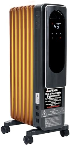 hykolity Radiator Heater for Large Space with Remote, Electric Oil Filled Radiator, Touch Screen with Eco, 1500W, Quiet Space Heater, 3 Modes, Tip-over Protection, 24 On Off Timer